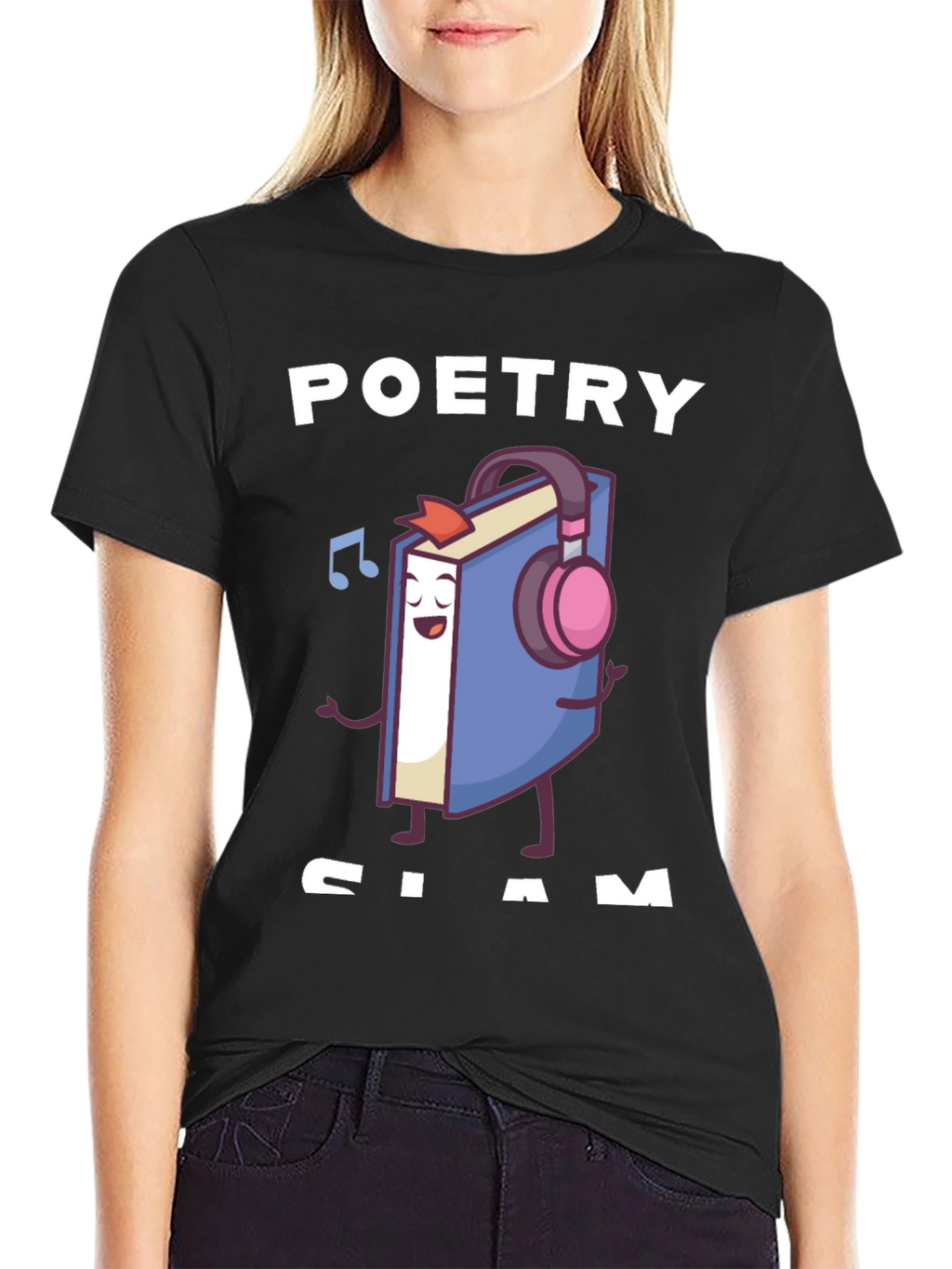Poetry Slam T-Shirt - Book with Headphones Graphic Tee