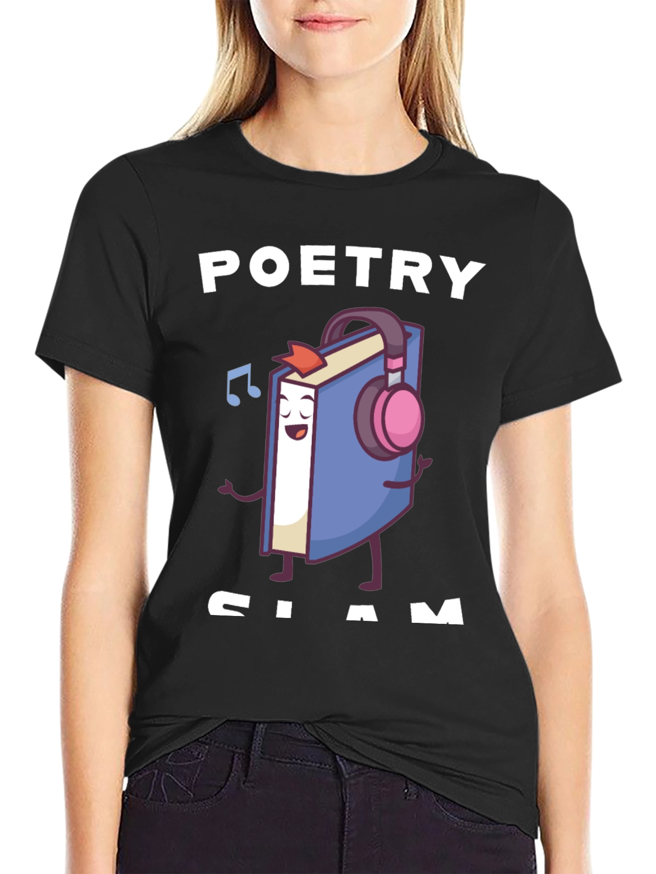 Poetry Slam T-Shirt - Book with Headphones Graphic Tee