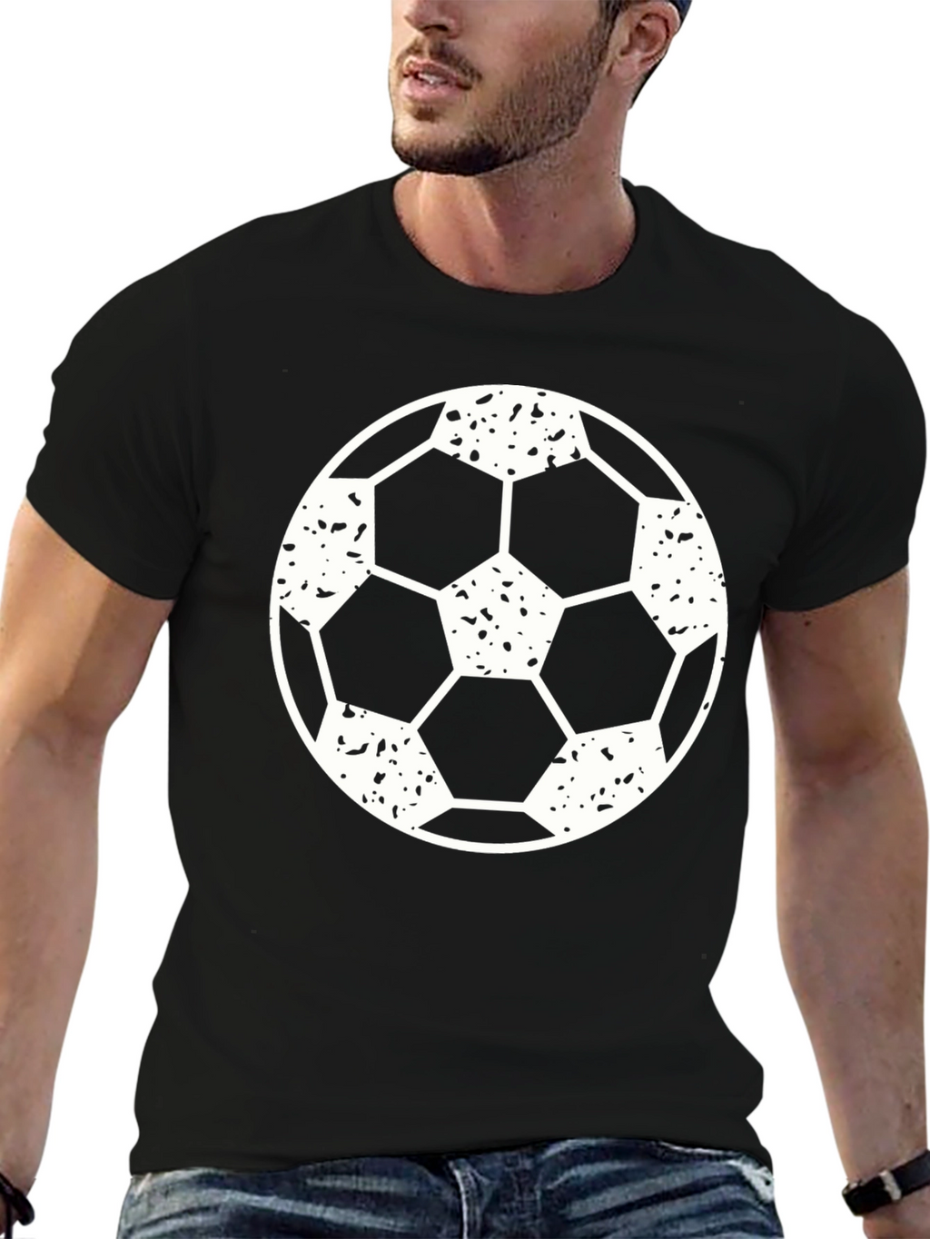 Black Soccer Ball Graphic T-Shirt for Men