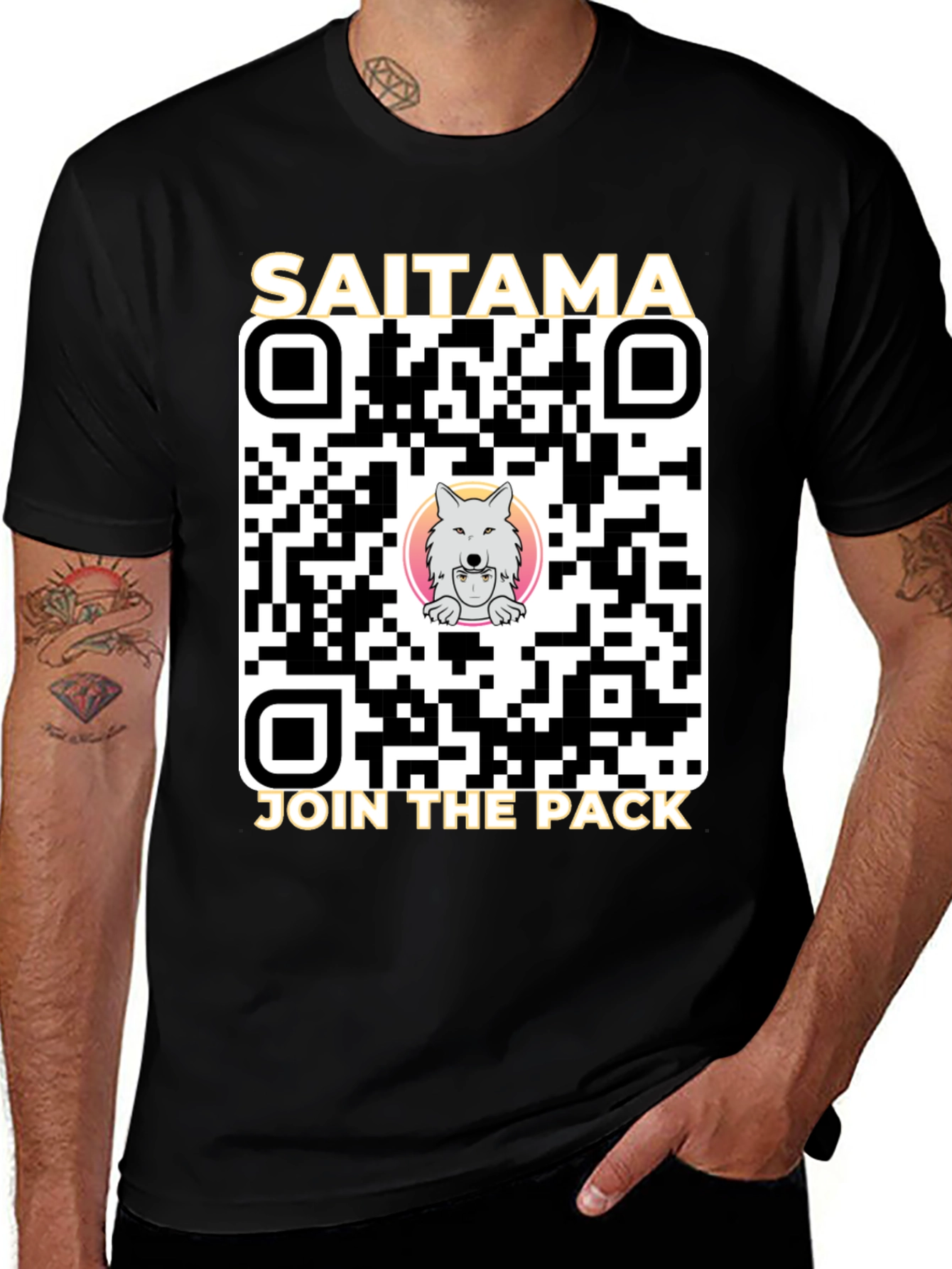 Saitama Crypto Join the Pack QR Code T-Shirt