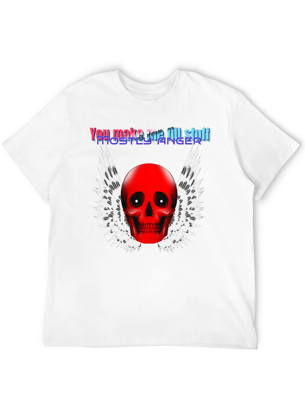 Edgy Skull Winged Graphic Print Black T-Shirt