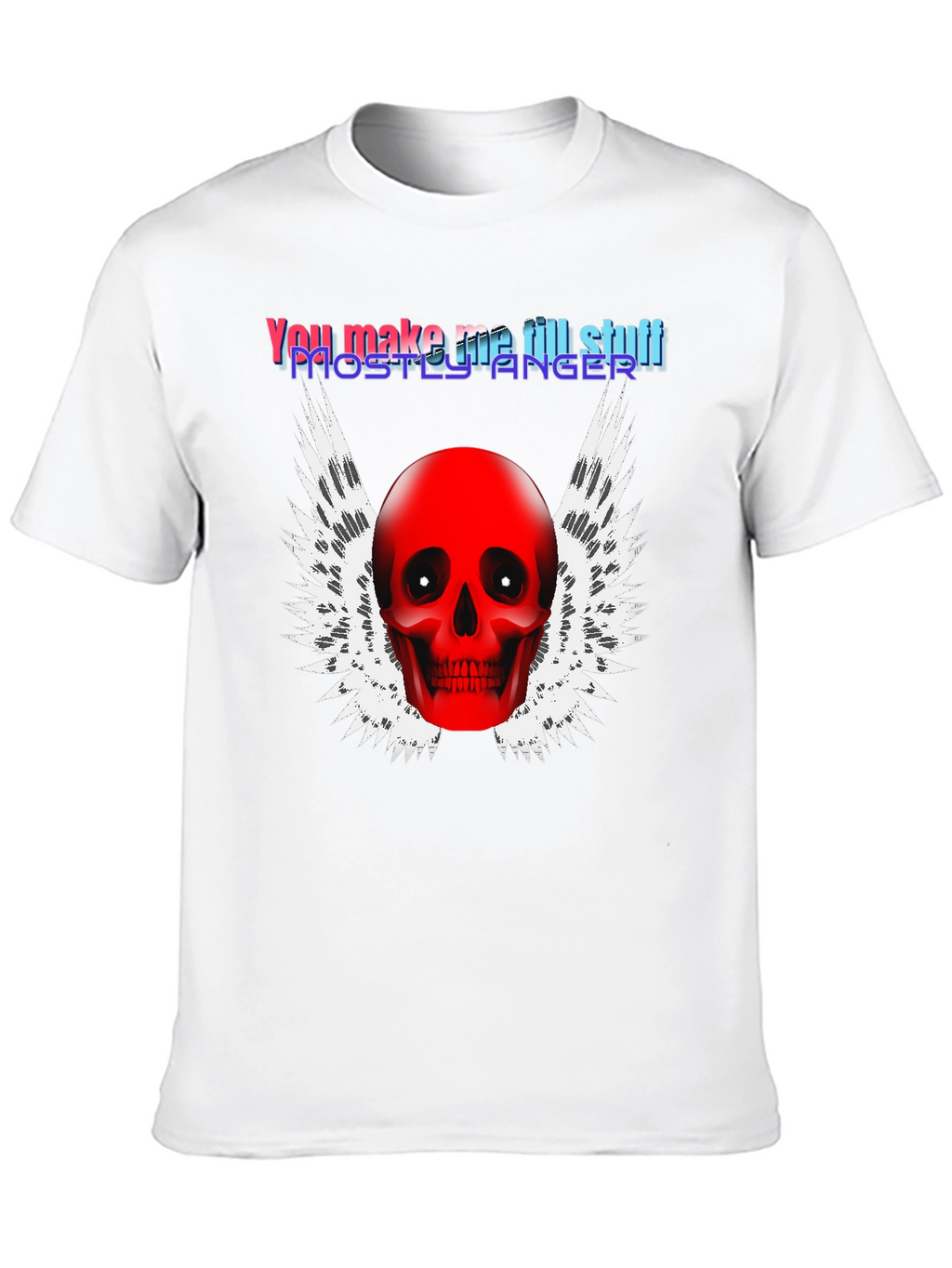 Edgy Skull Winged Graphic Print Black T-Shirt