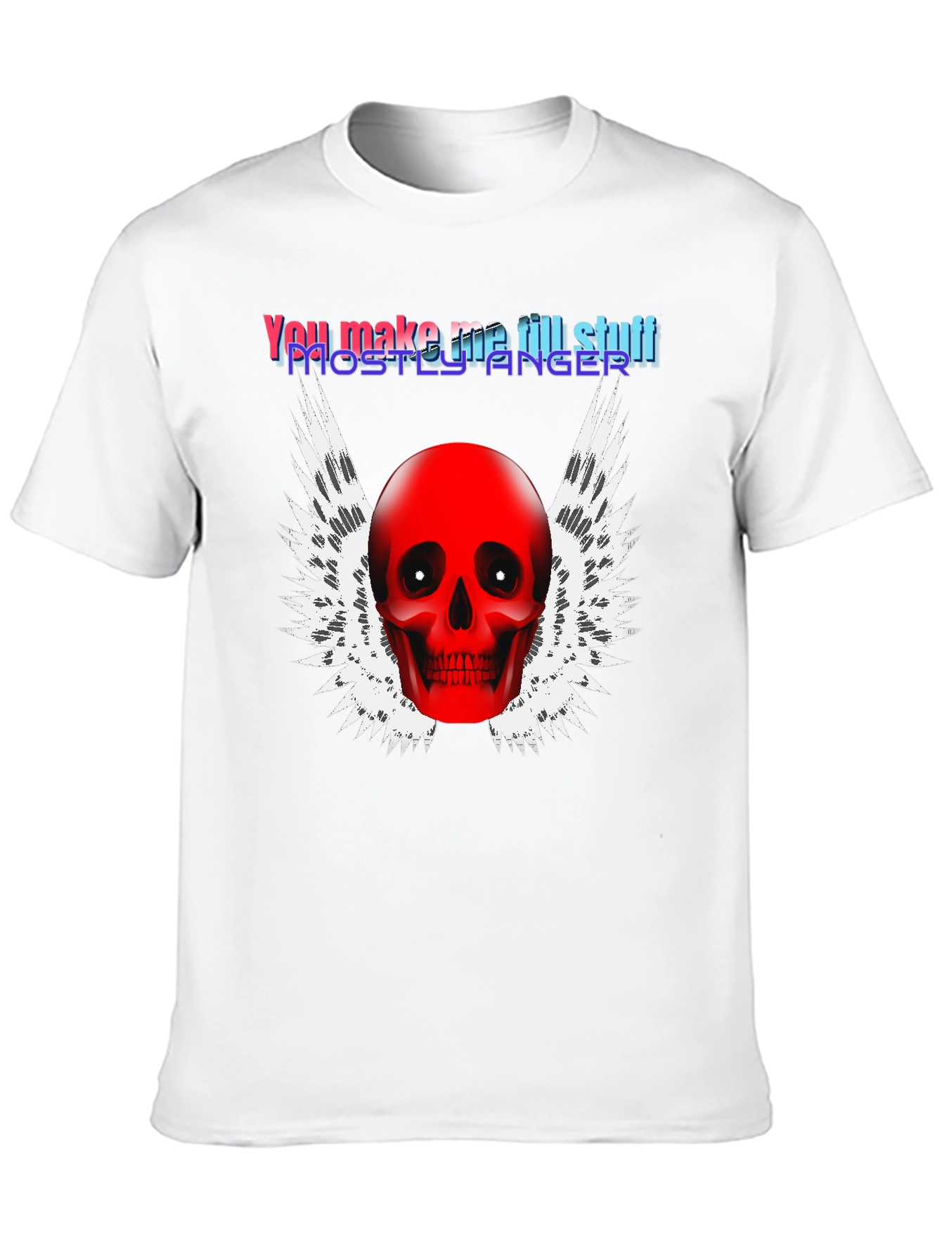 Edgy Skull Winged Graphic Print Black T-Shirt