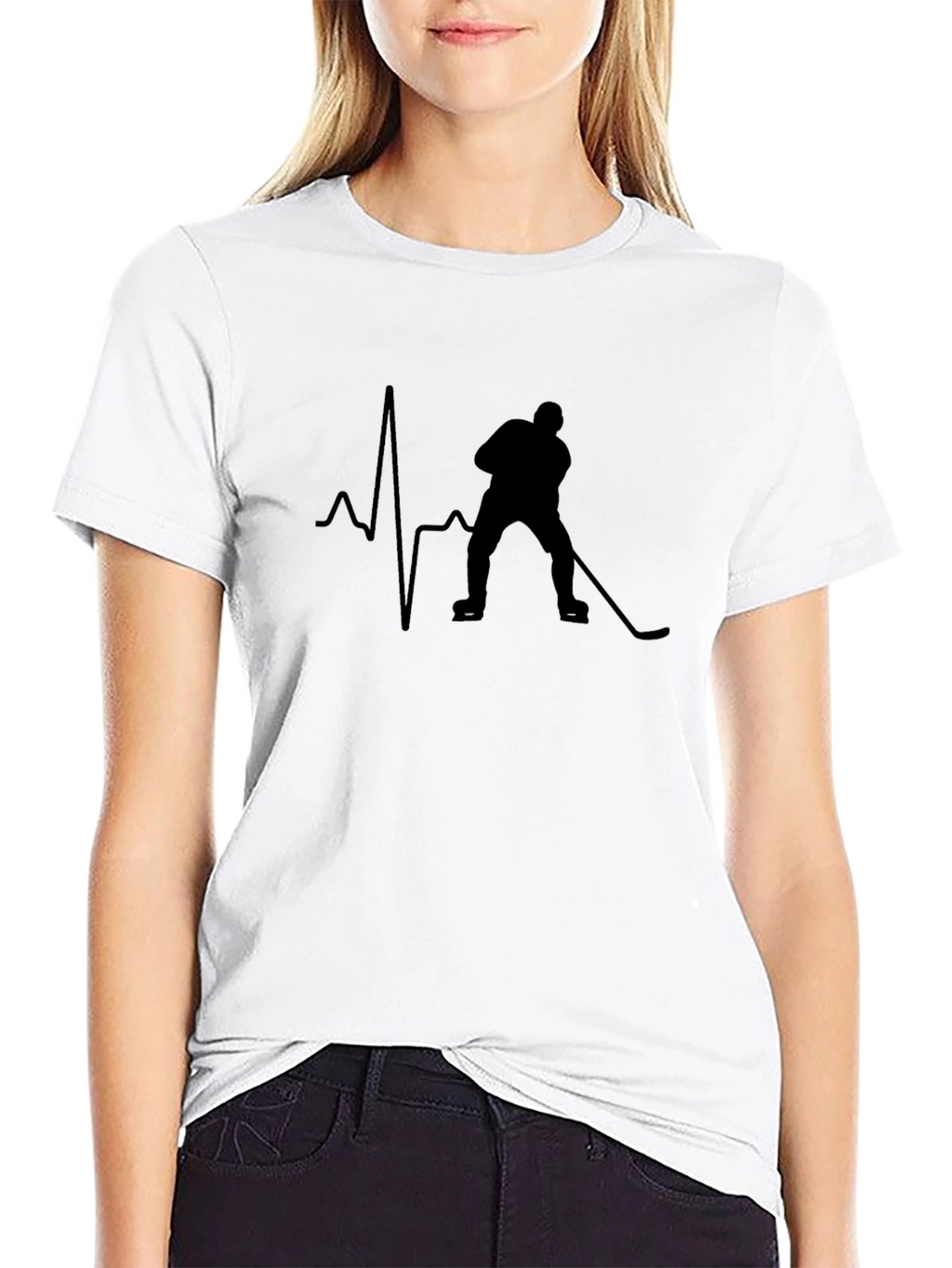 Hockey Heartbeat T-Shirt - Black