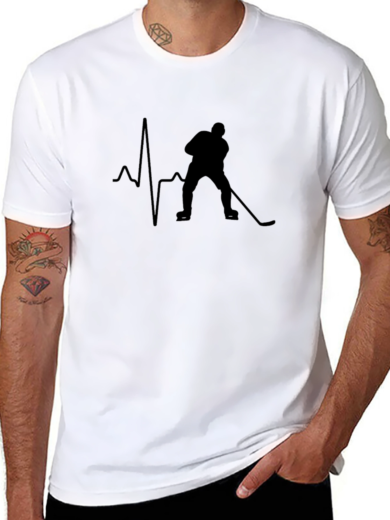 Hockey Heartbeat T-Shirt - Black