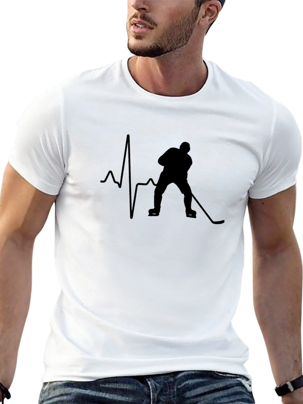 Hockey Heartbeat T-Shirt - Black