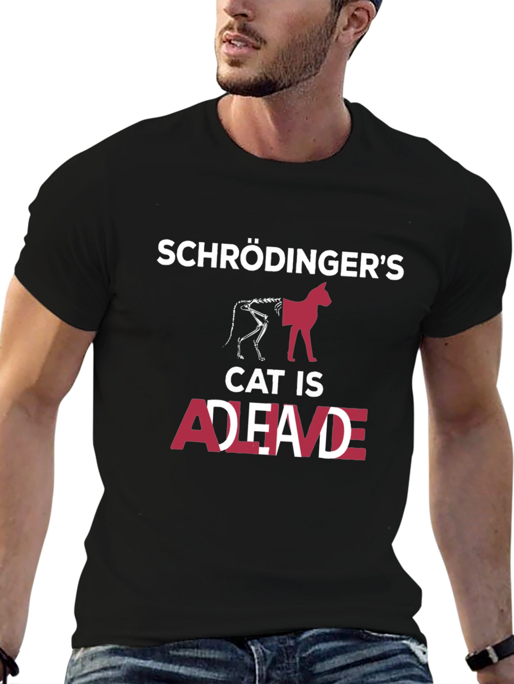Schrödingers Cat T-Shirt: Dead & Alive Funny Physics Tee