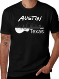 Austin Texas Guitar T-Shirt - City Skyline Design
