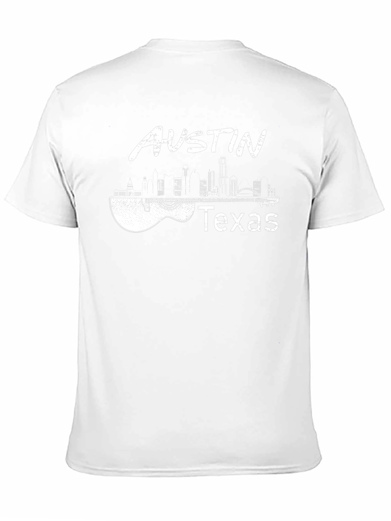 Austin Texas Guitar T-Shirt - City Skyline Design