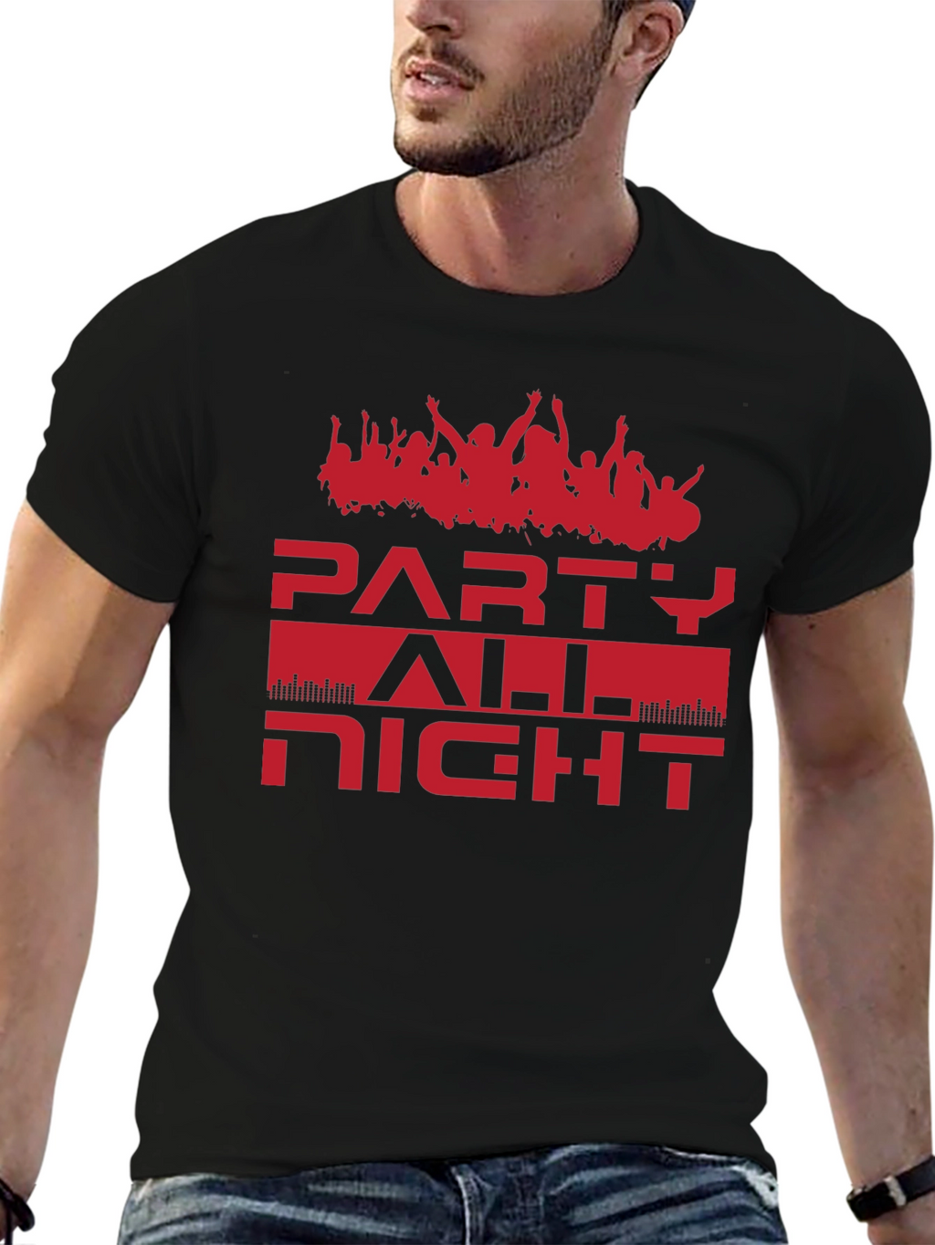Party All Night Graphic Tee - Black