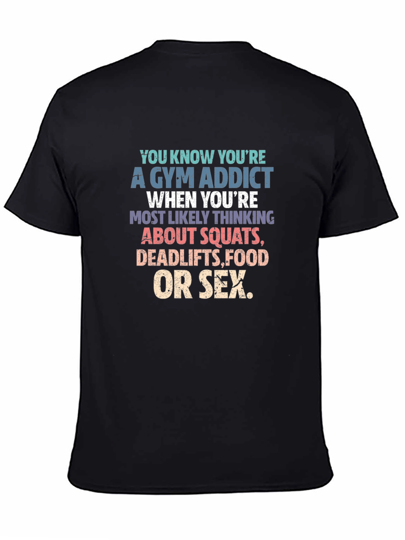 Gym Addict T-Shirt - Squats Deadlifts Food Sex