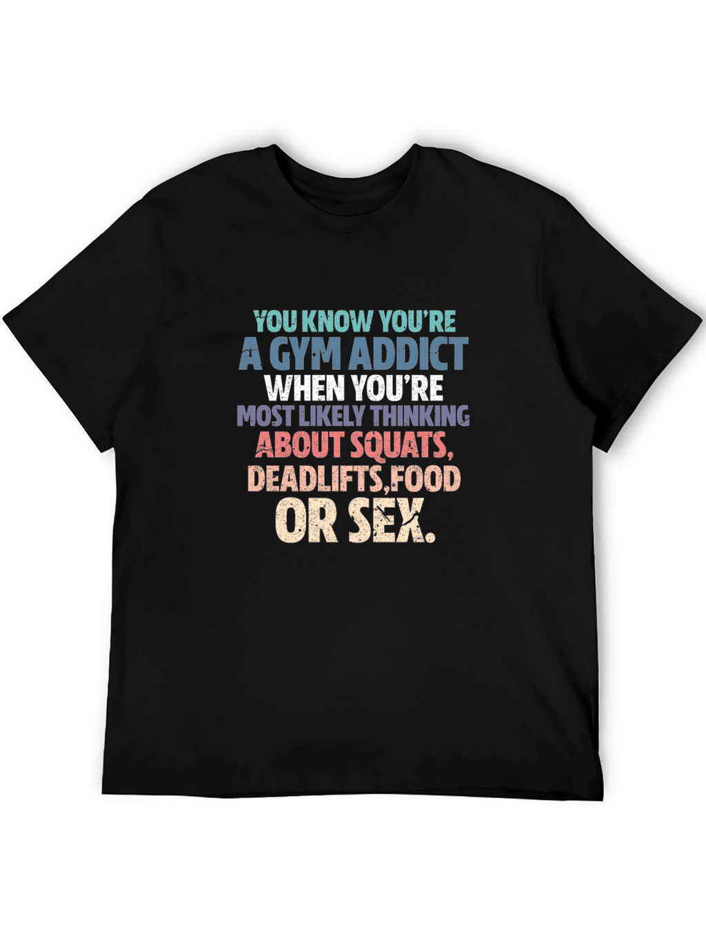 Gym Addict T-Shirt - Squats Deadlifts Food Sex