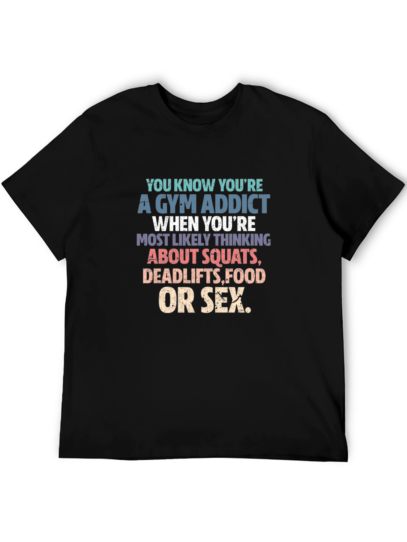 Gym Addict T-Shirt - Squats Deadlifts Food Sex