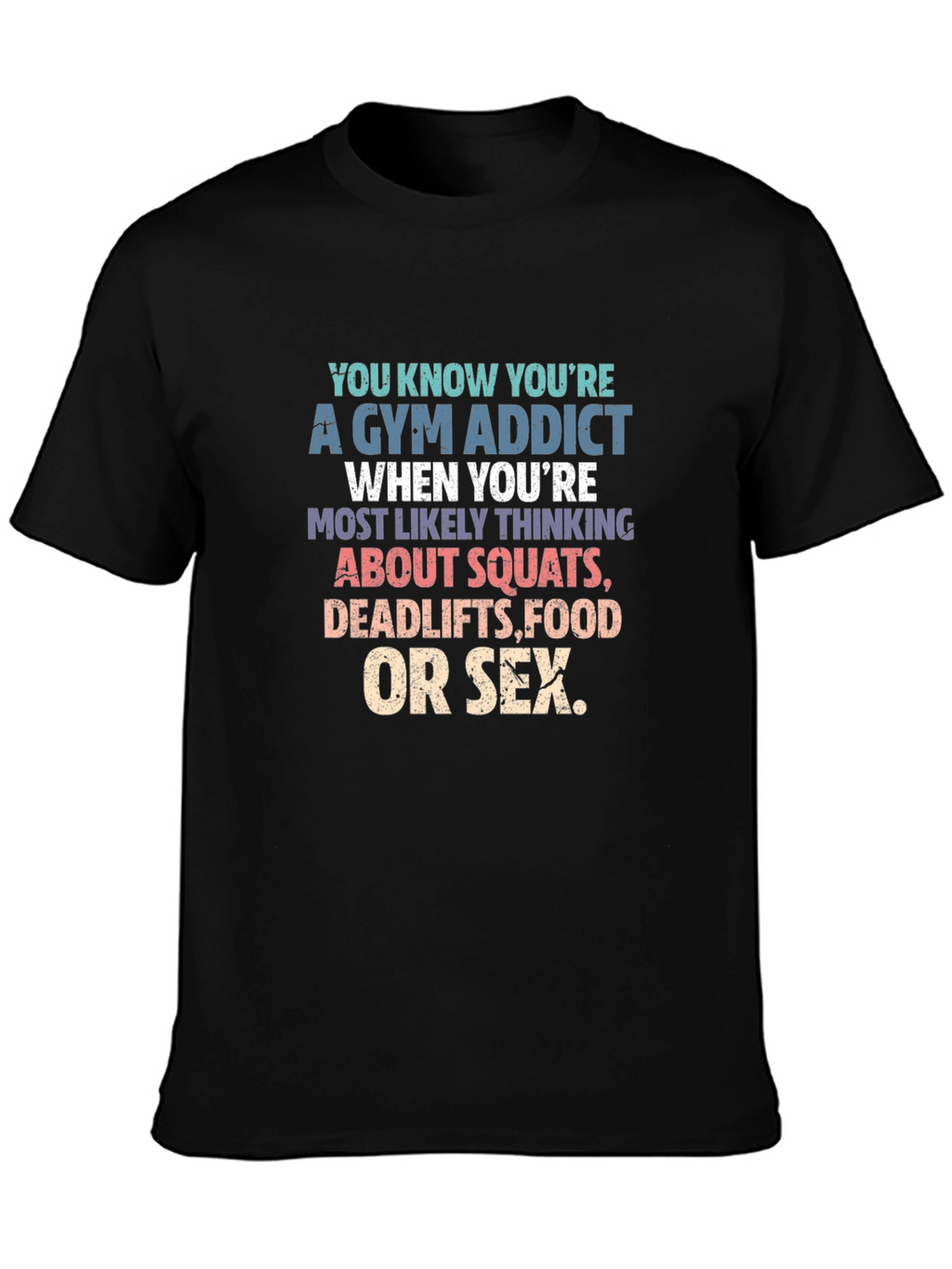 Gym Addict T-Shirt - Squats Deadlifts Food Sex