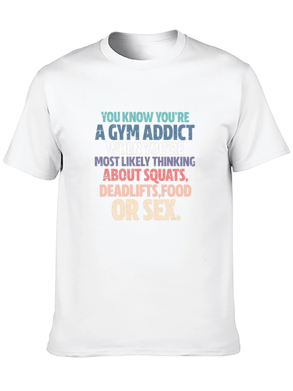 Gym Addict T-Shirt - Squats Deadlifts Food Sex
