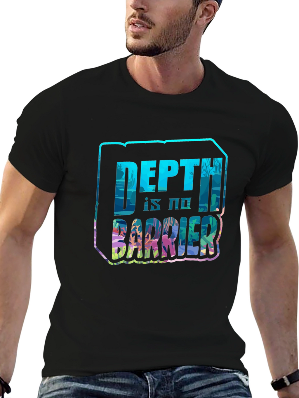 Depth Is No Barrier Black T-Shirt