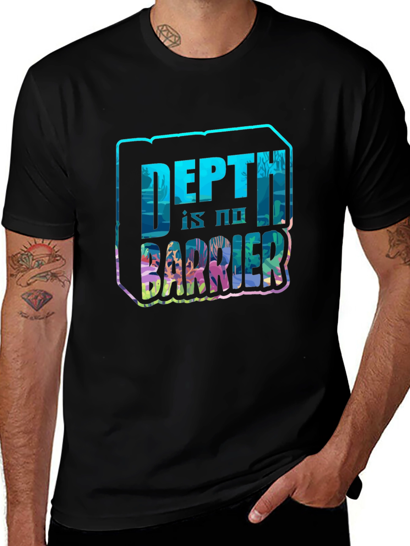 Depth Is No Barrier Black T-Shirt