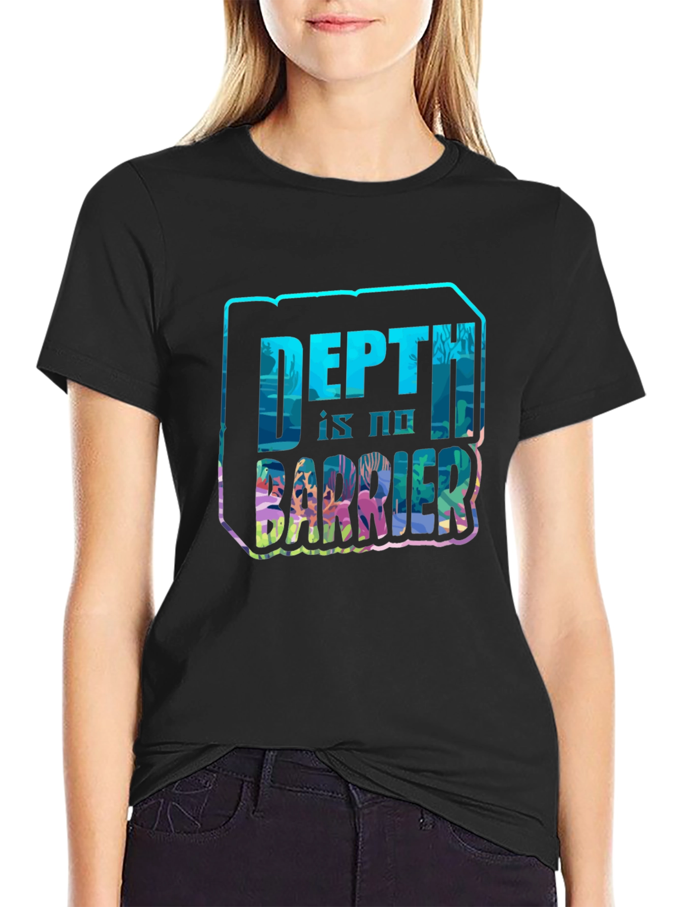 Depth Is No Barrier Black T-Shirt