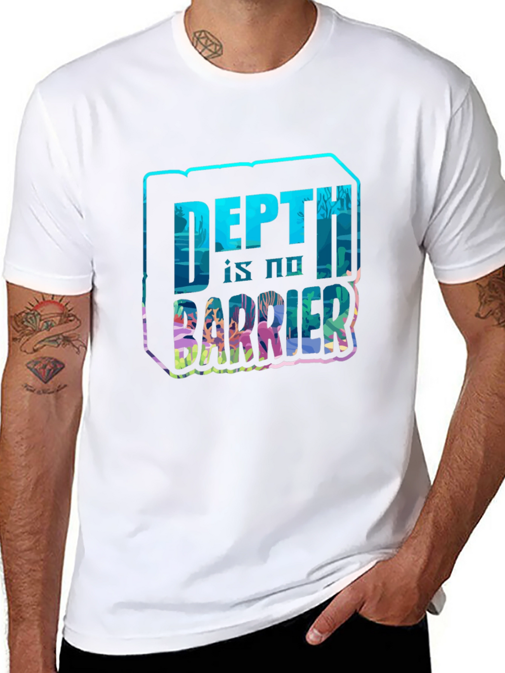 Depth Is No Barrier Black T-Shirt