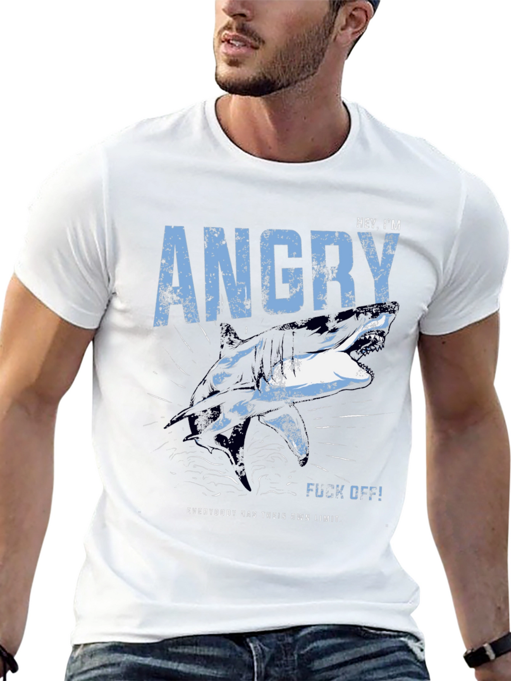 Angry Shark Graphic T-Shirt - Mens Black Tee