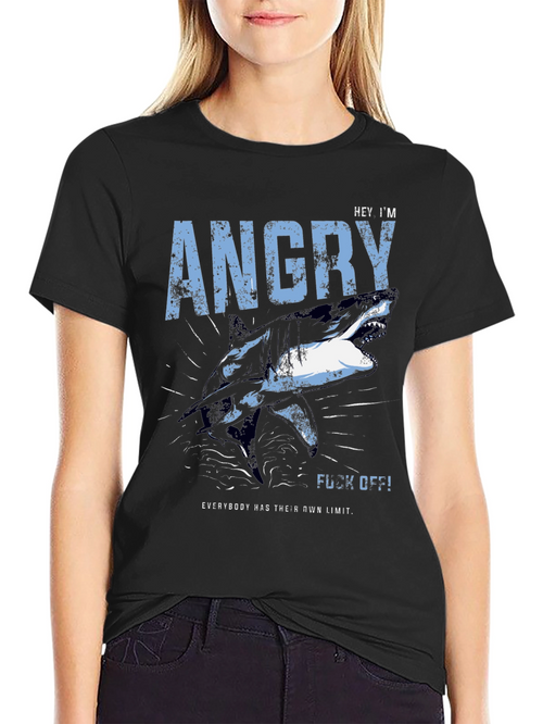 Angry Shark Graphic T-Shirt - Mens Black Tee