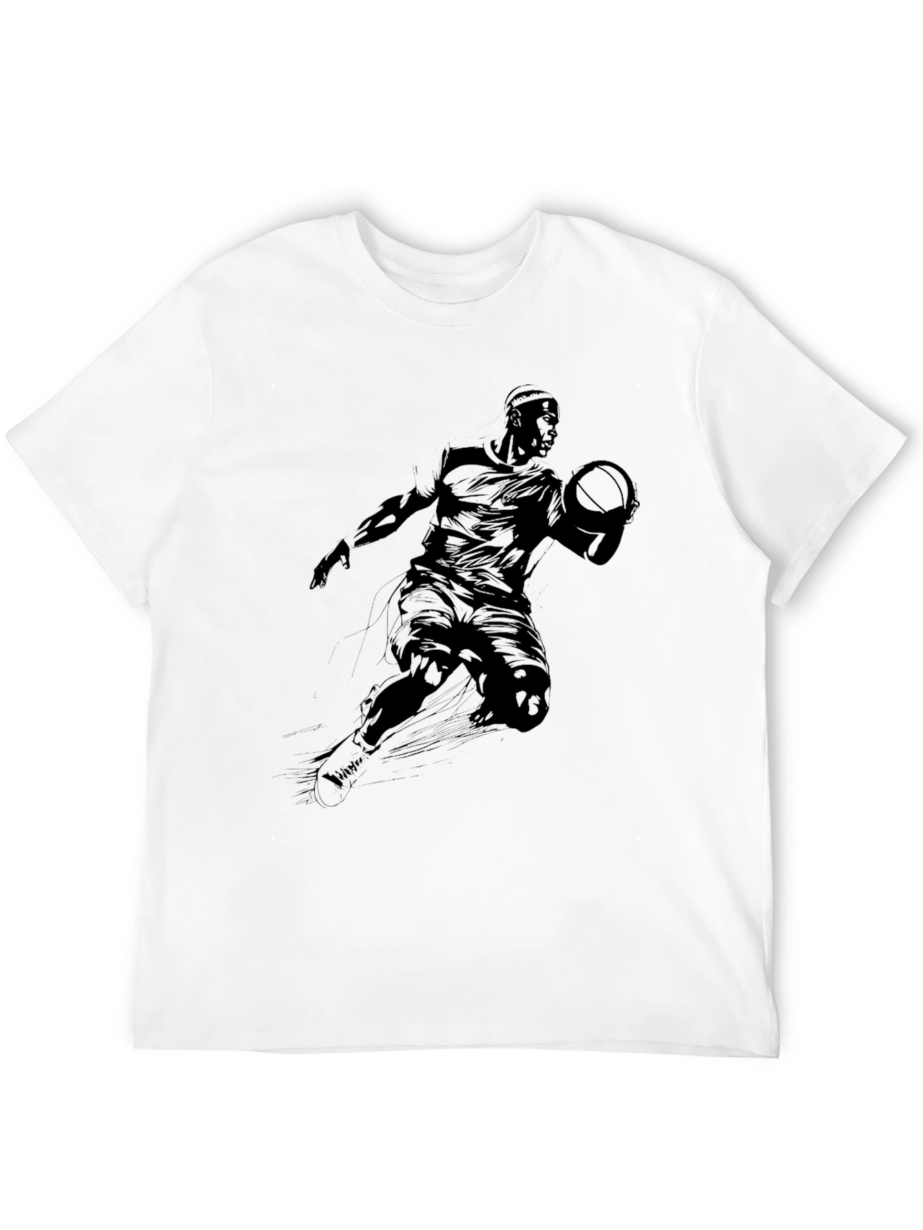 Black Graphic Tee - Basketball Player Design