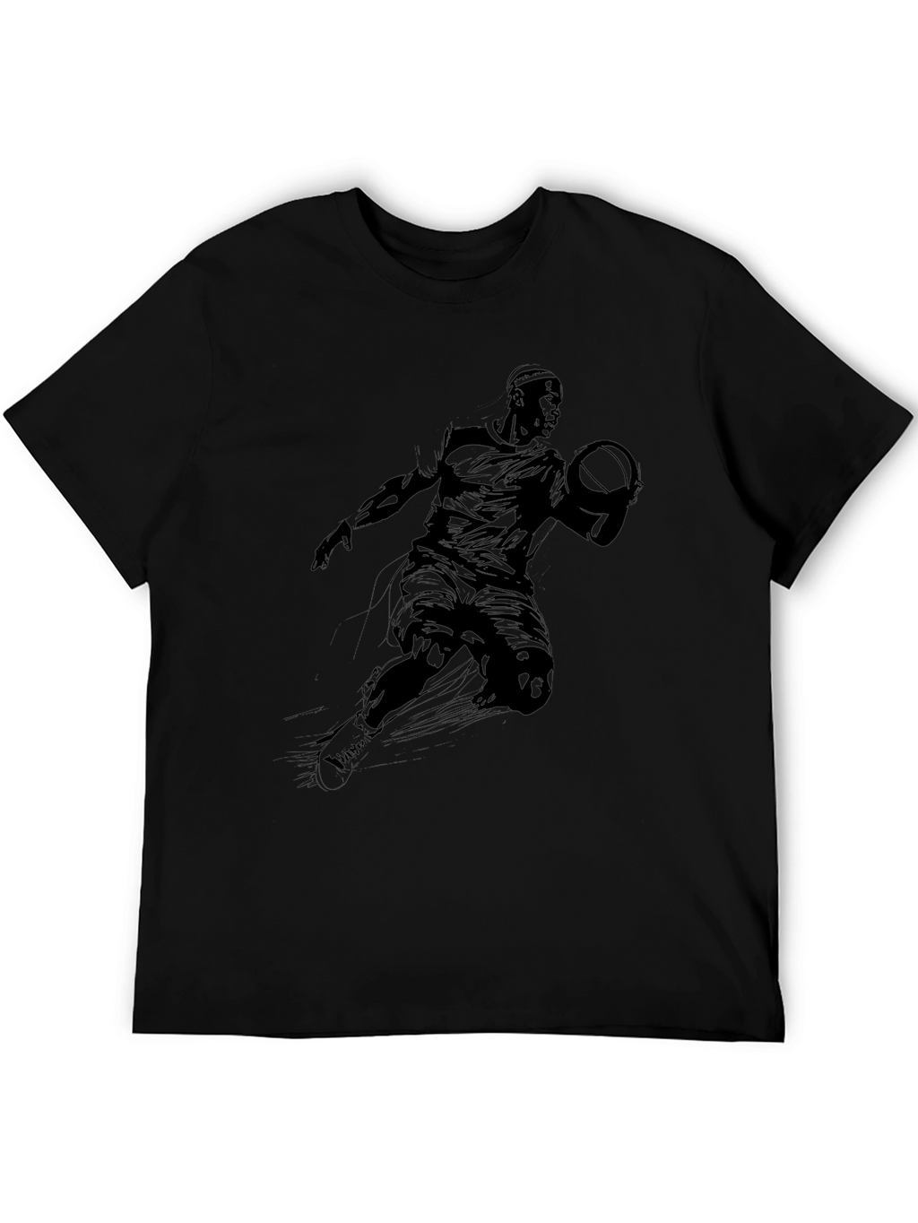 Black Graphic Tee - Basketball Player Design