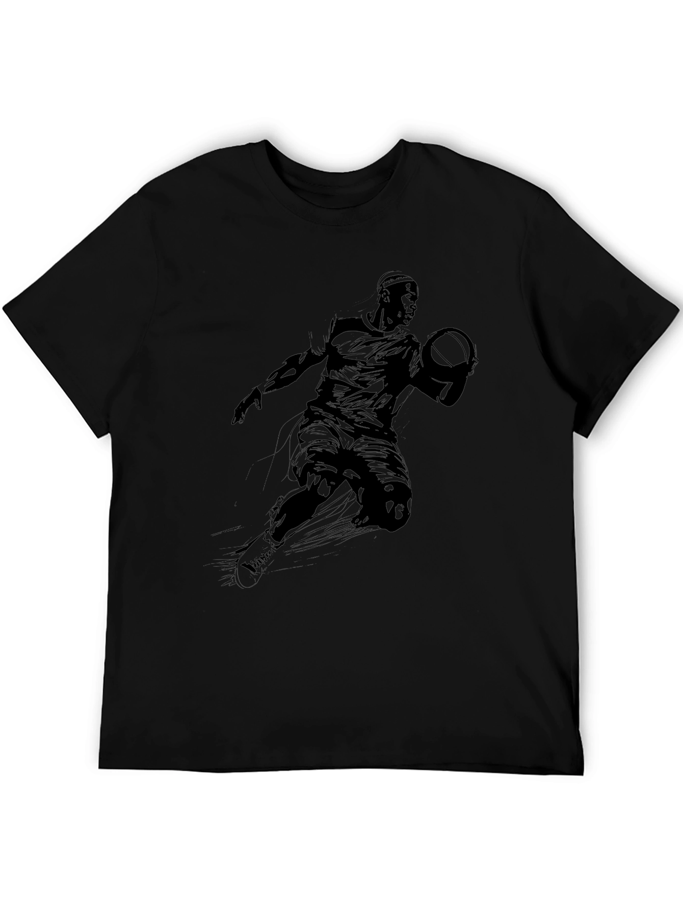 Black Graphic Tee - Basketball Player Design