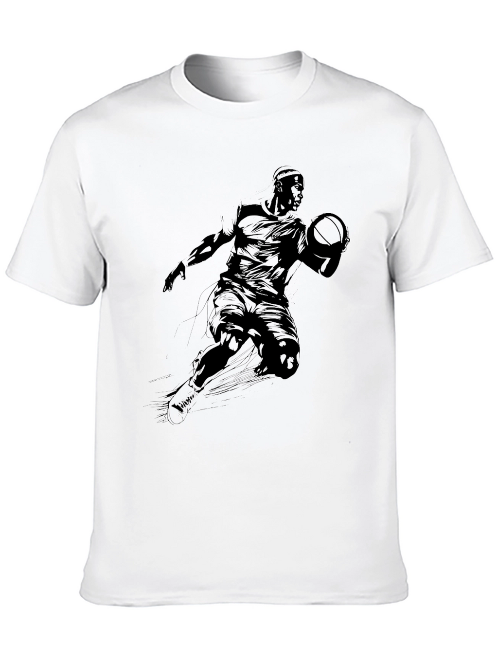 Black Graphic Tee - Basketball Player Design