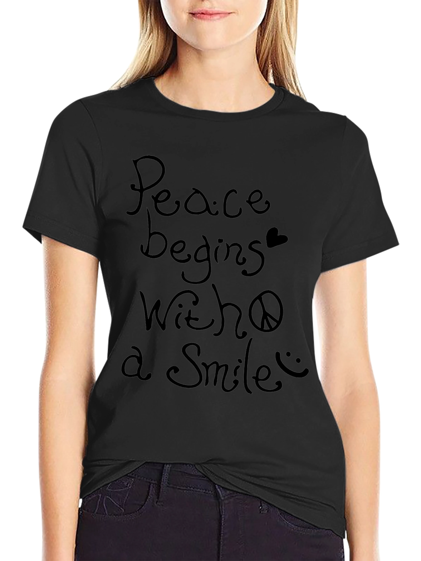 Peace Begins With a Smile Graphic T-Shirt