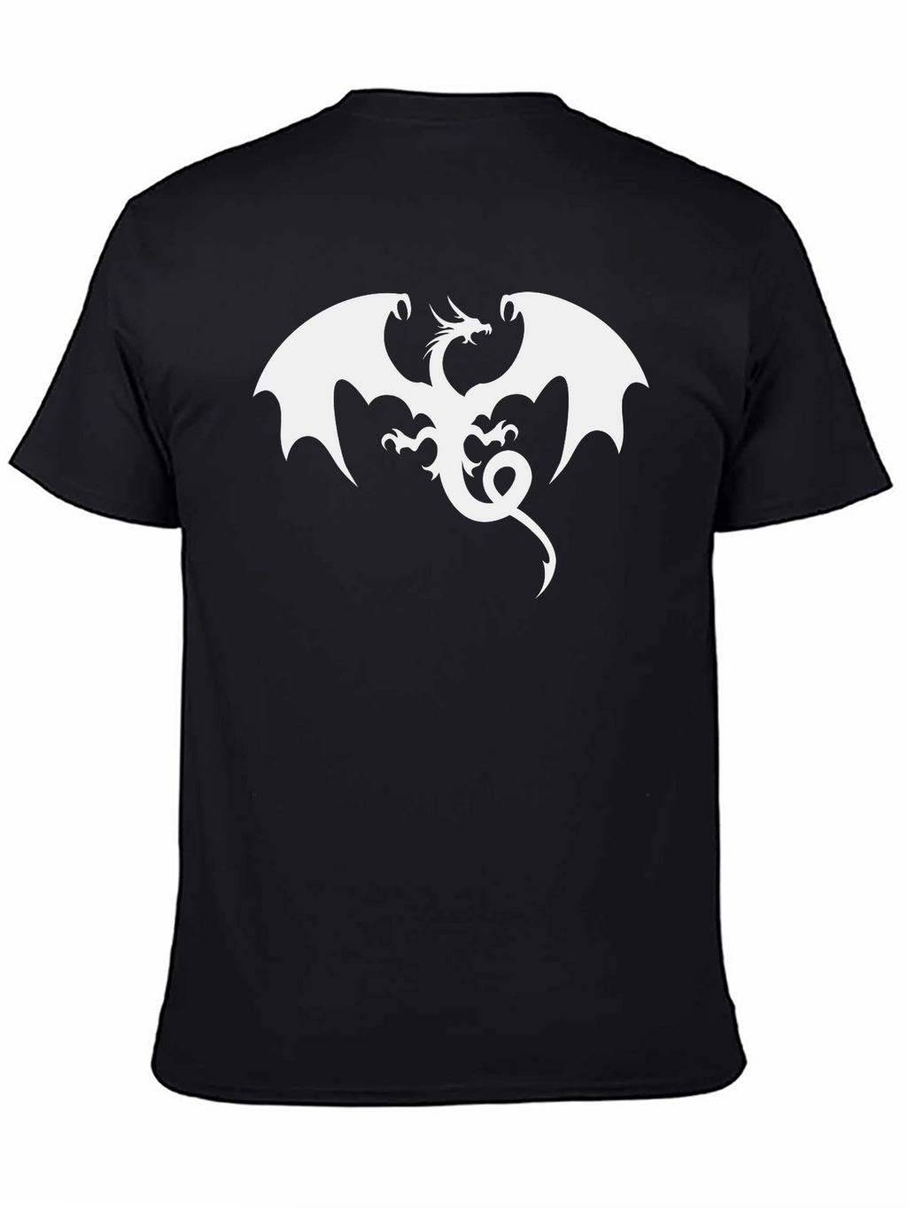 Black T-Shirt with White Dragon Graphic