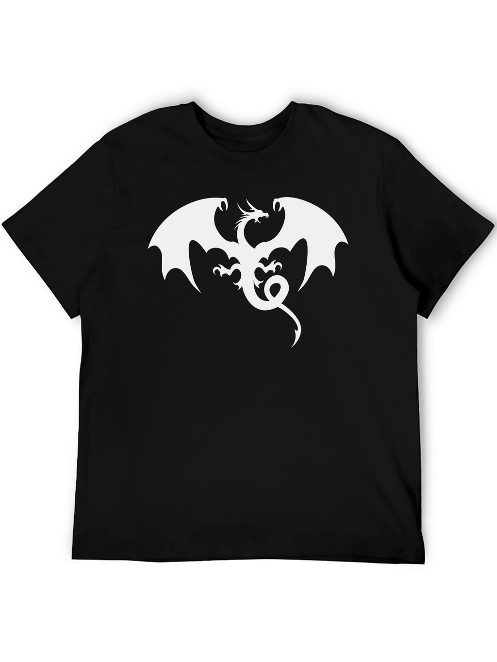 Black T-Shirt with White Dragon Graphic