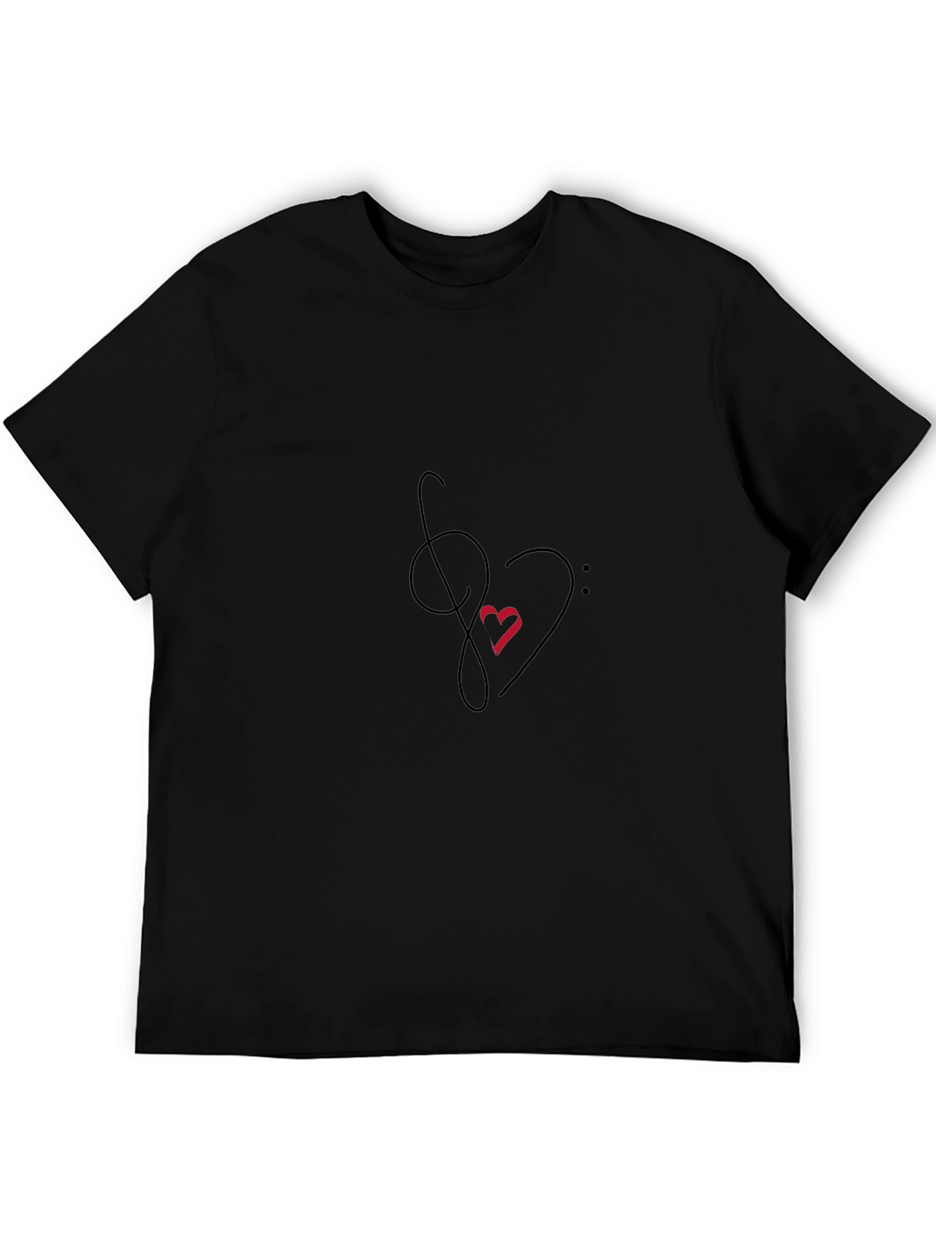 Music Heartbeat Black Tee - Artistic Graphic Print