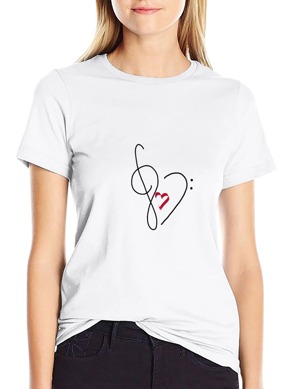 Music Heartbeat Black Tee - Artistic Graphic Print
