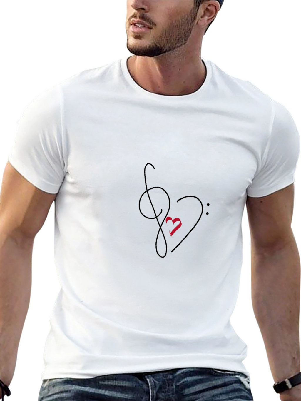 Music Heartbeat Black Tee - Artistic Graphic Print