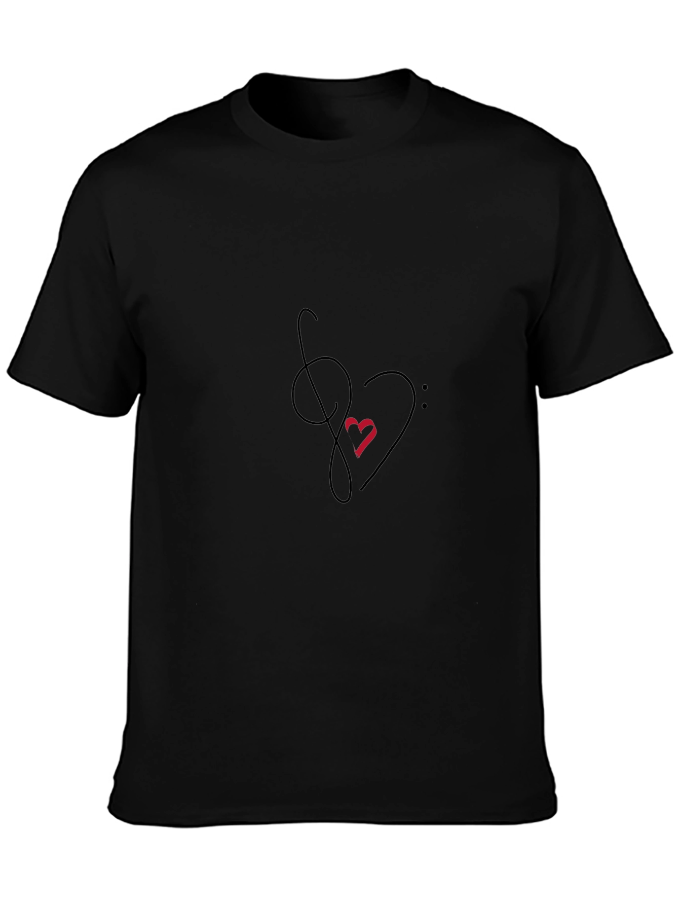 Music Heartbeat Black Tee - Artistic Graphic Print