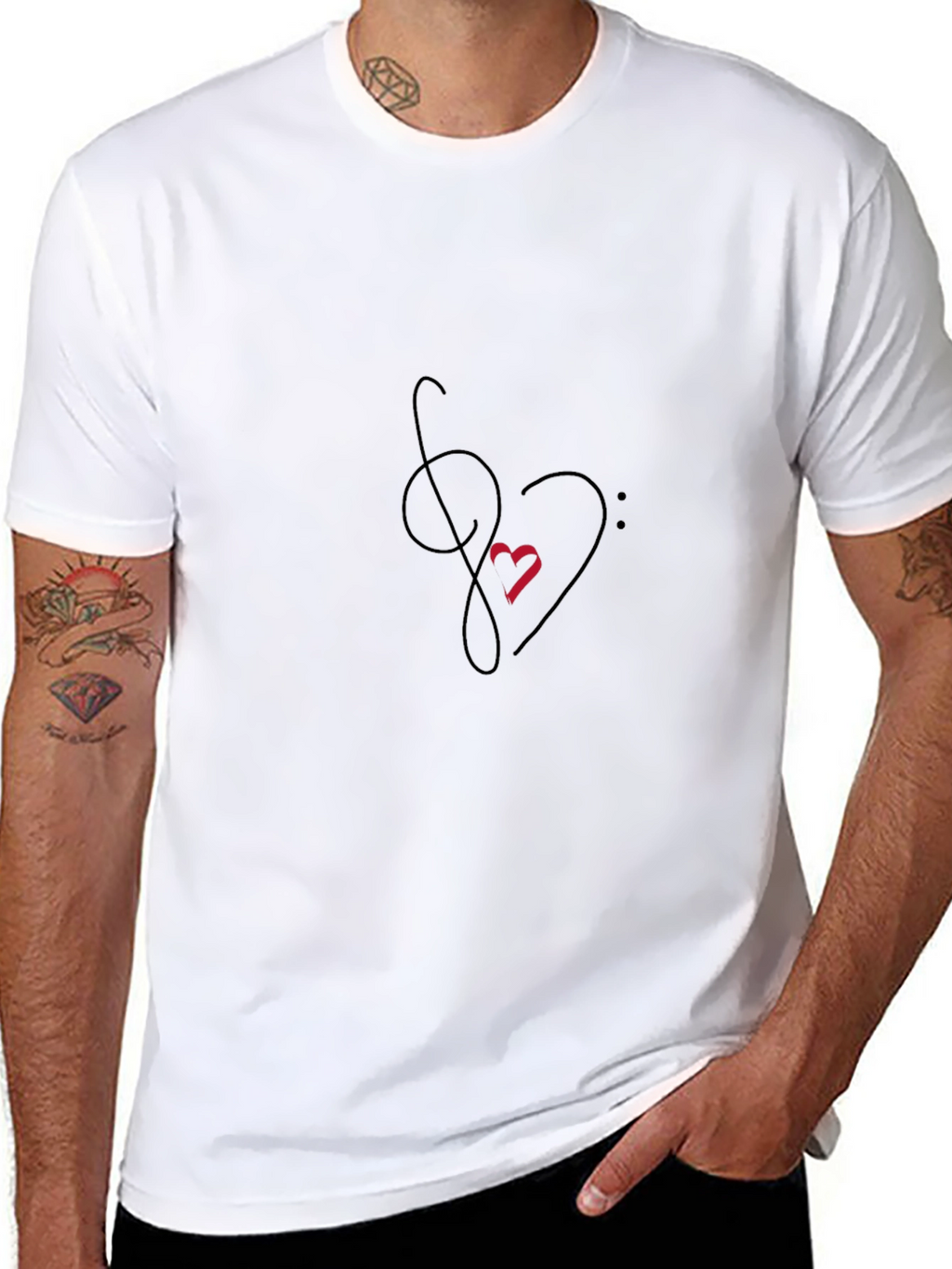 Music Heartbeat Black Tee - Artistic Graphic Print