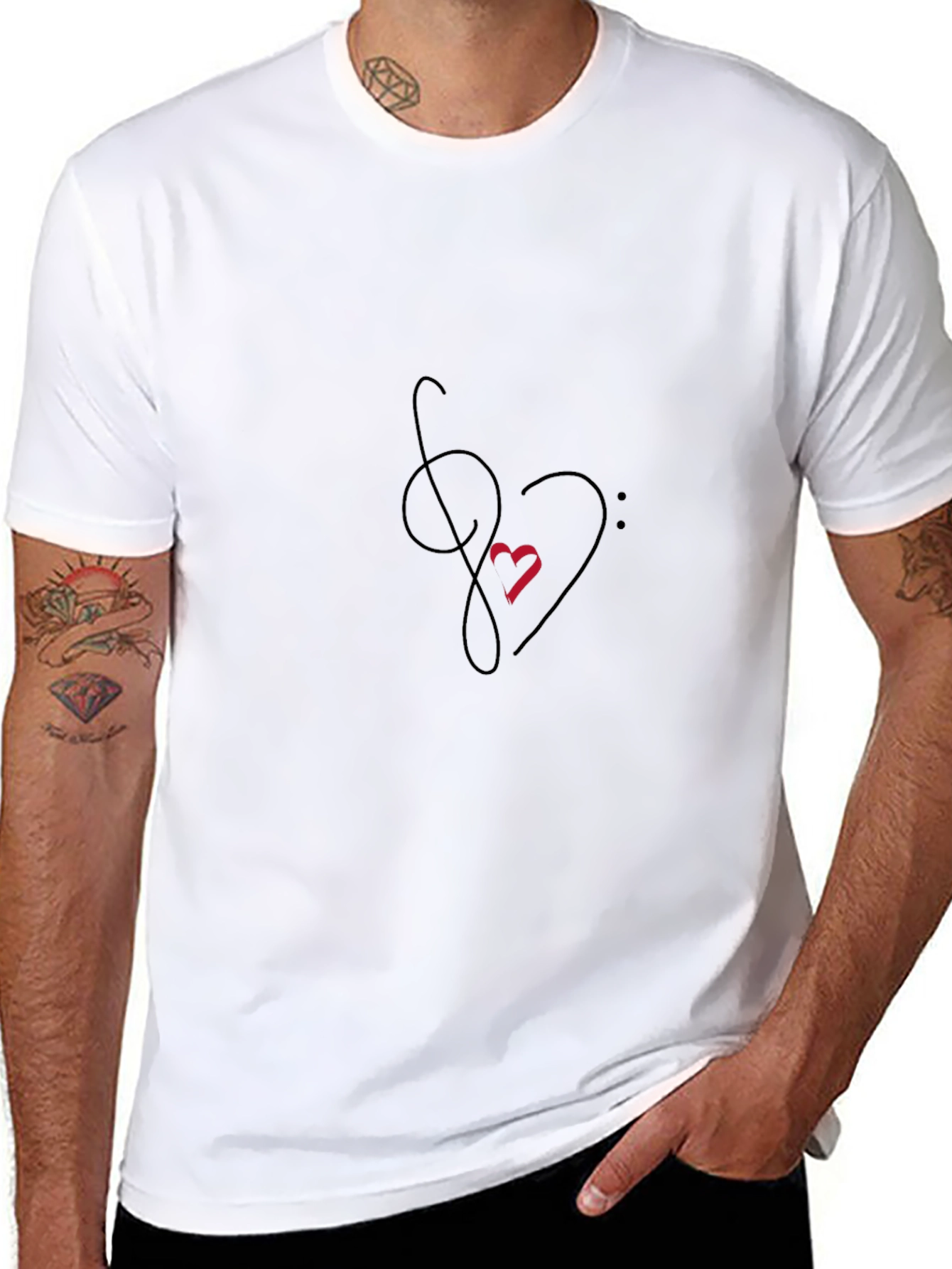 Music Heartbeat Black Tee - Artistic Graphic Print