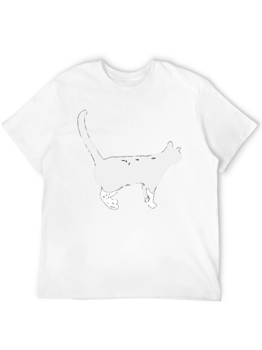 Cat Silhouette Graphic Tee - Black Cotton T-Shirt