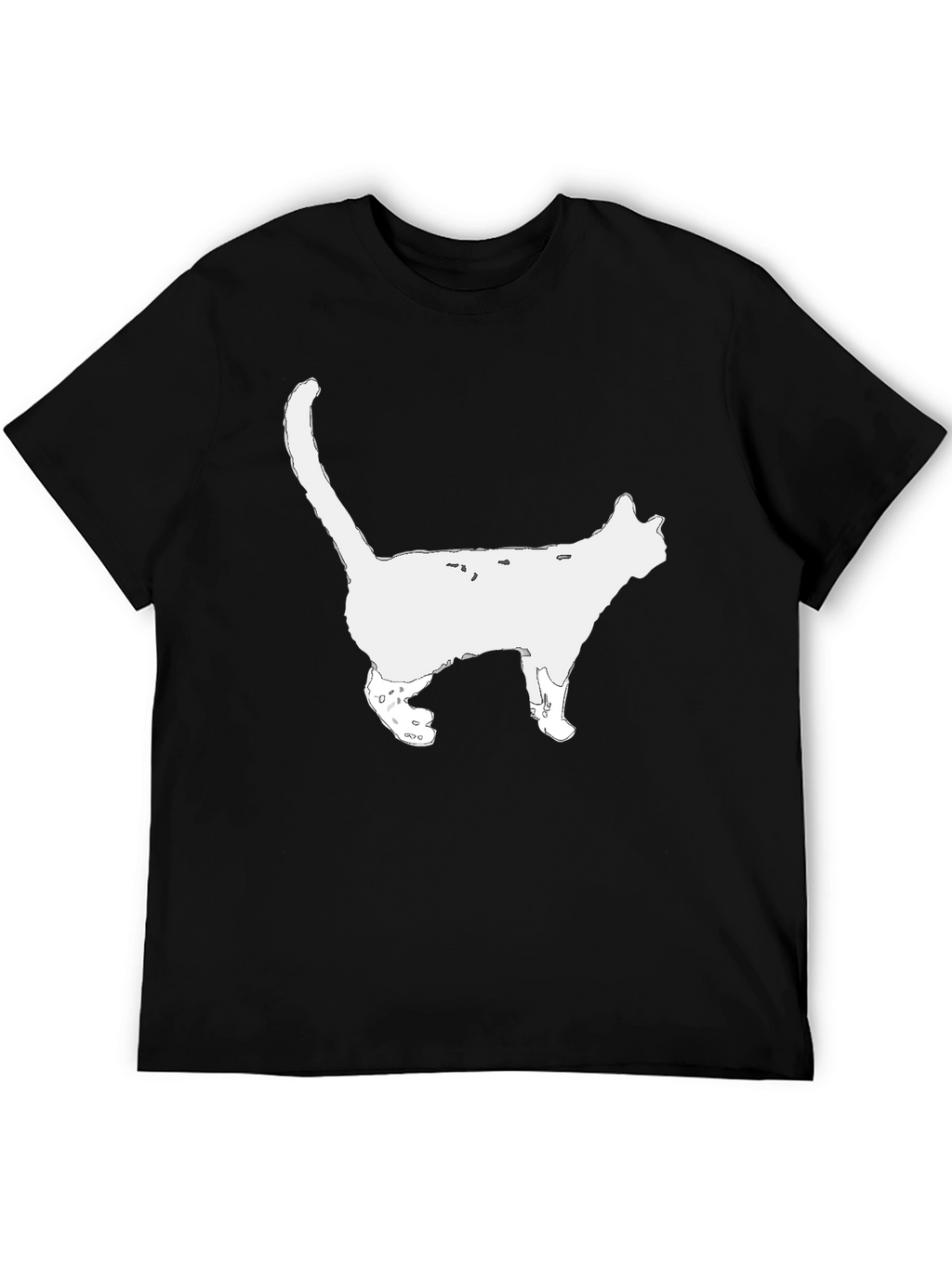 Cat Silhouette Graphic Tee - Black Cotton T-Shirt
