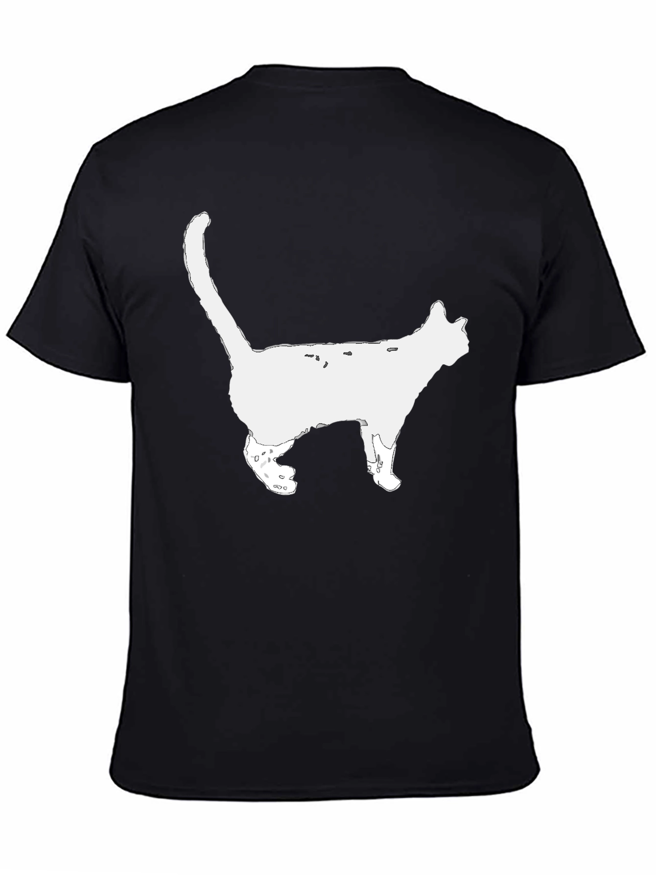Cat Silhouette Graphic Tee - Black Cotton T-Shirt