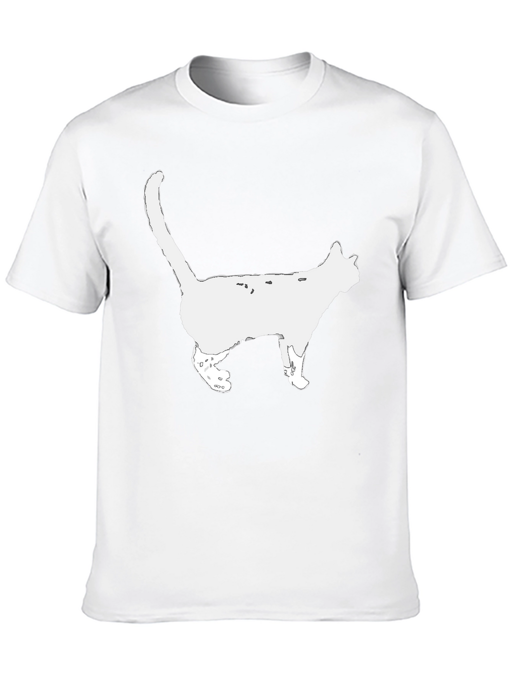 Cat Silhouette Graphic Tee - Black Cotton T-Shirt