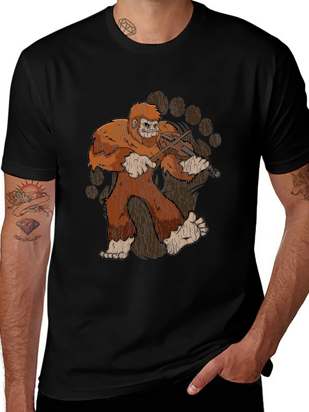 Sasquatch Violinist Graphic Tee