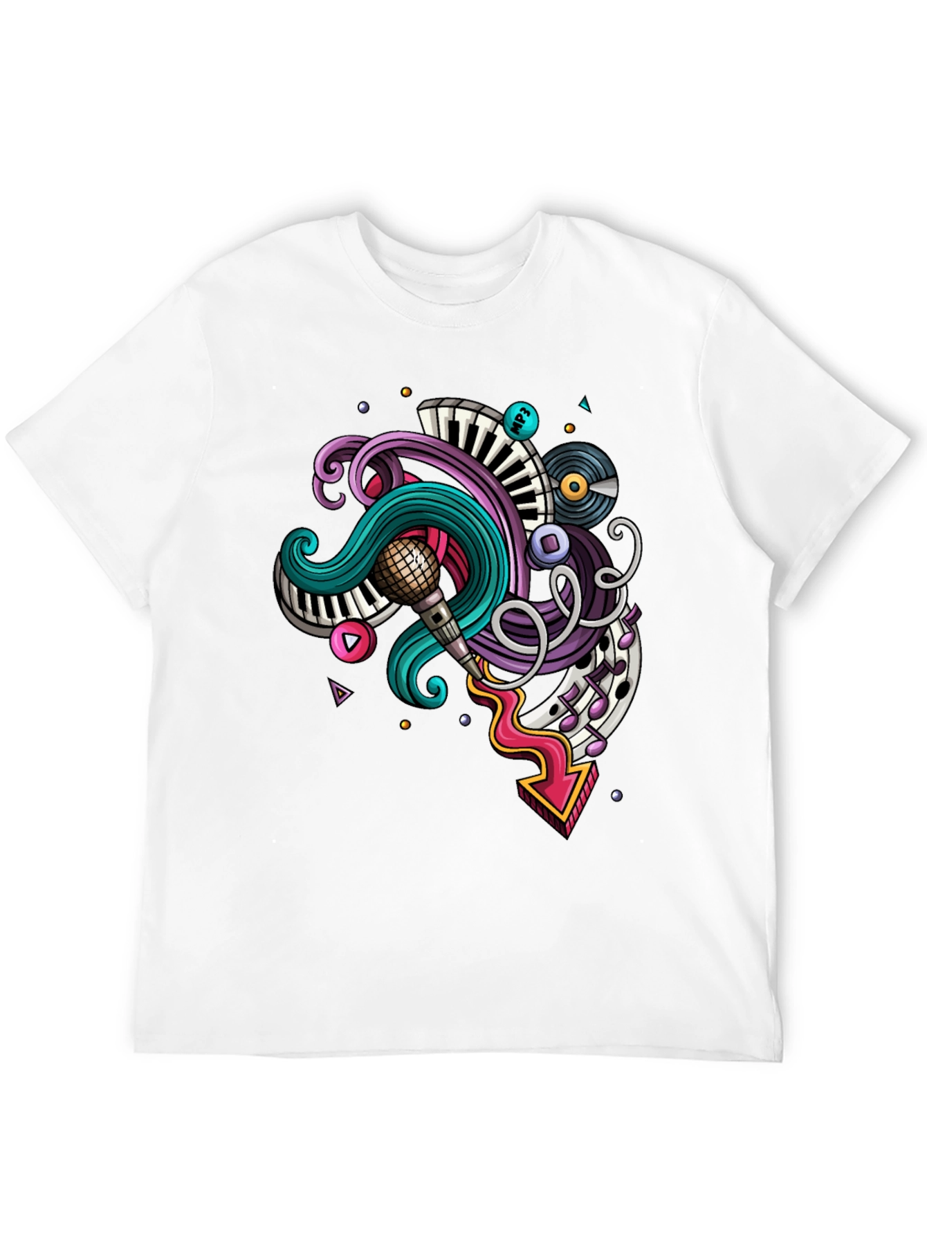 Music Doodle Graphic Black T-Shirt