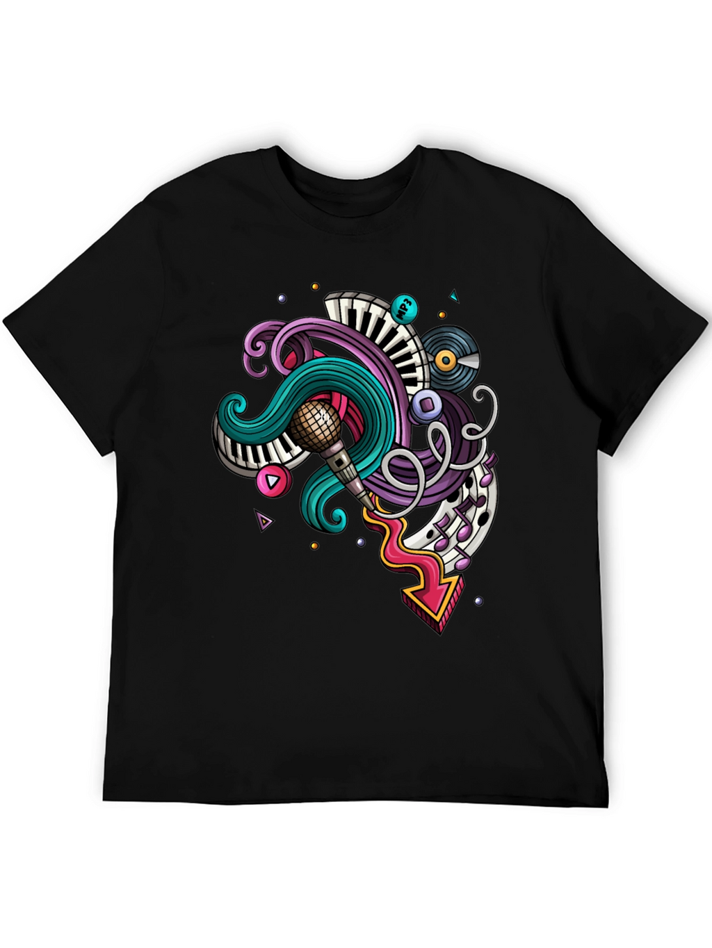 Music Doodle Graphic Black T-Shirt