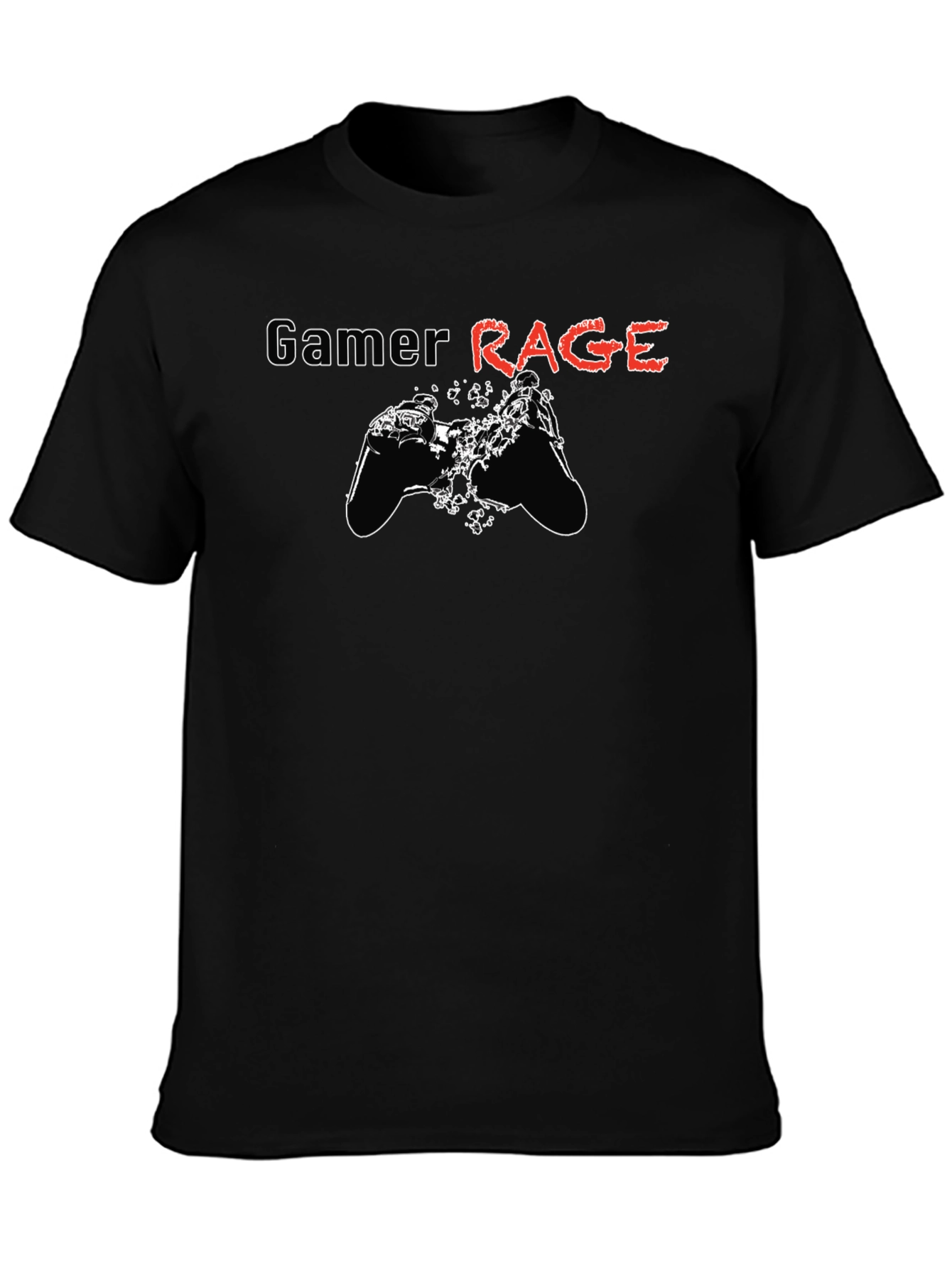 Gamer Rage Graphic Print Black T-Shirt