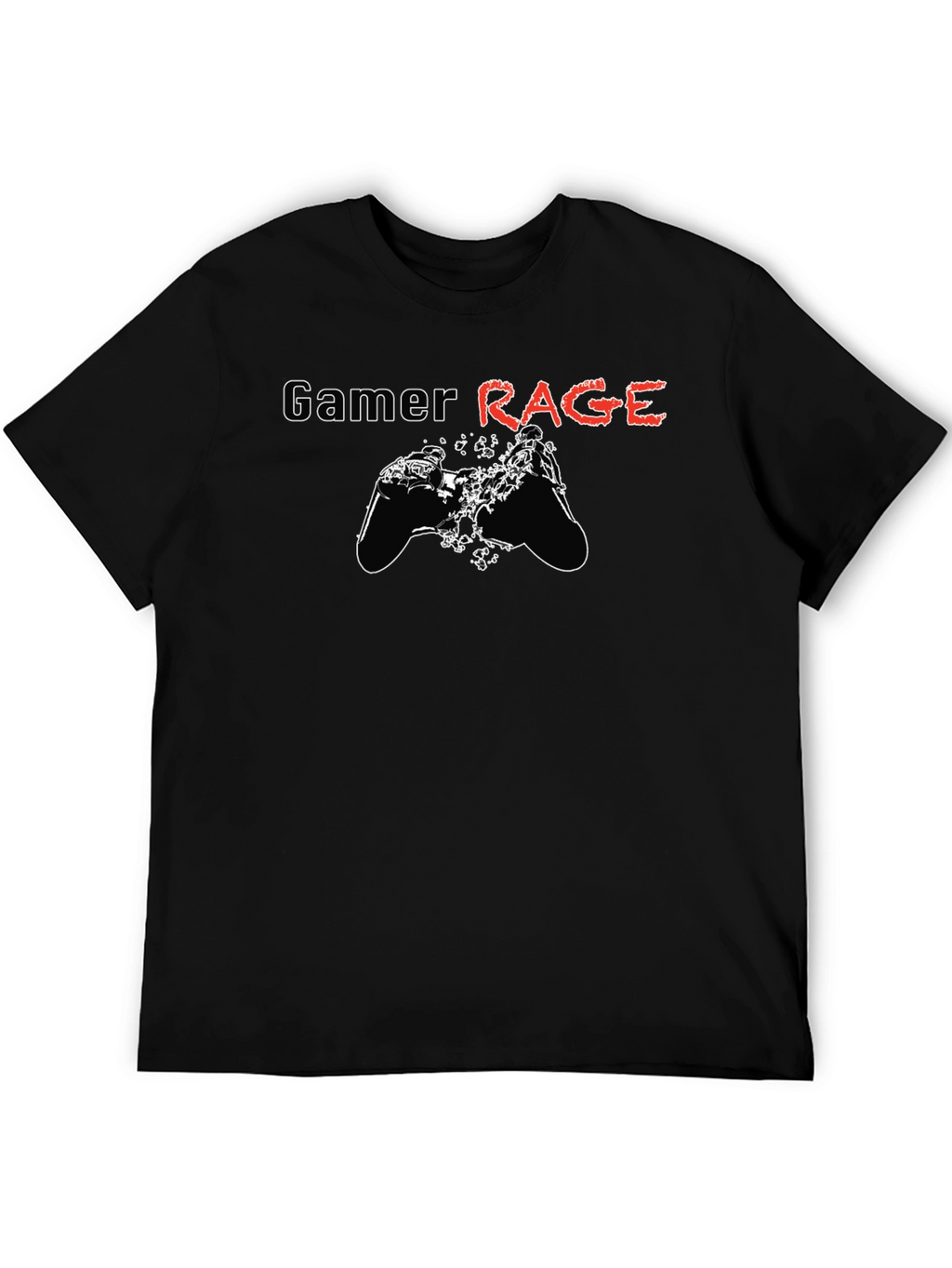 Gamer Rage Graphic Print Black T-Shirt