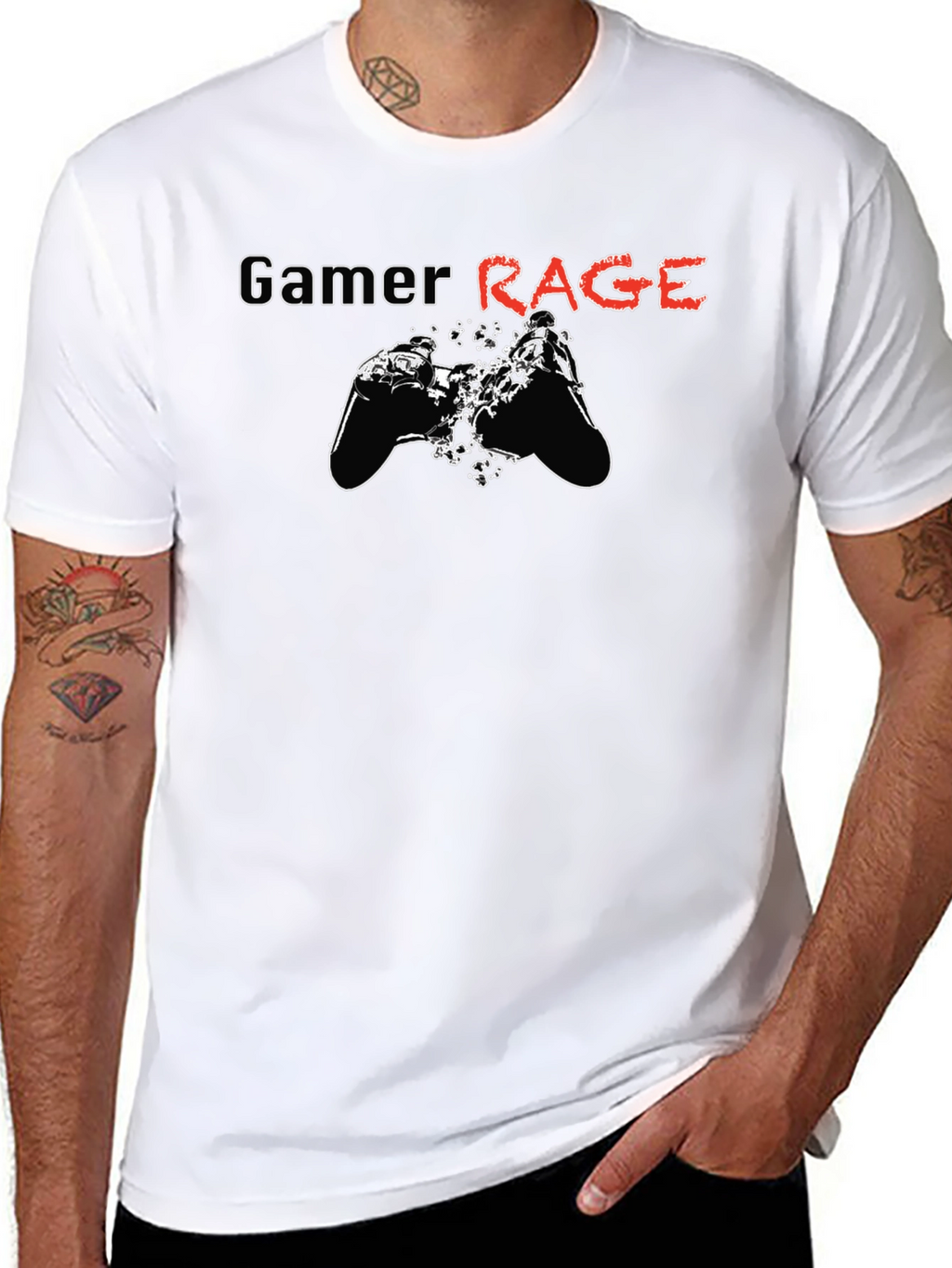 Gamer Rage Graphic Print Black T-Shirt
