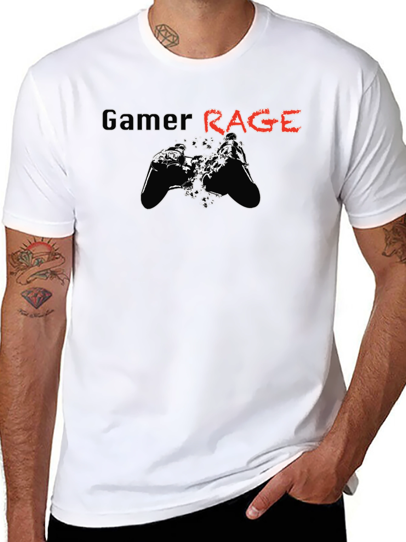 Gamer Rage Graphic Print Black T-Shirt