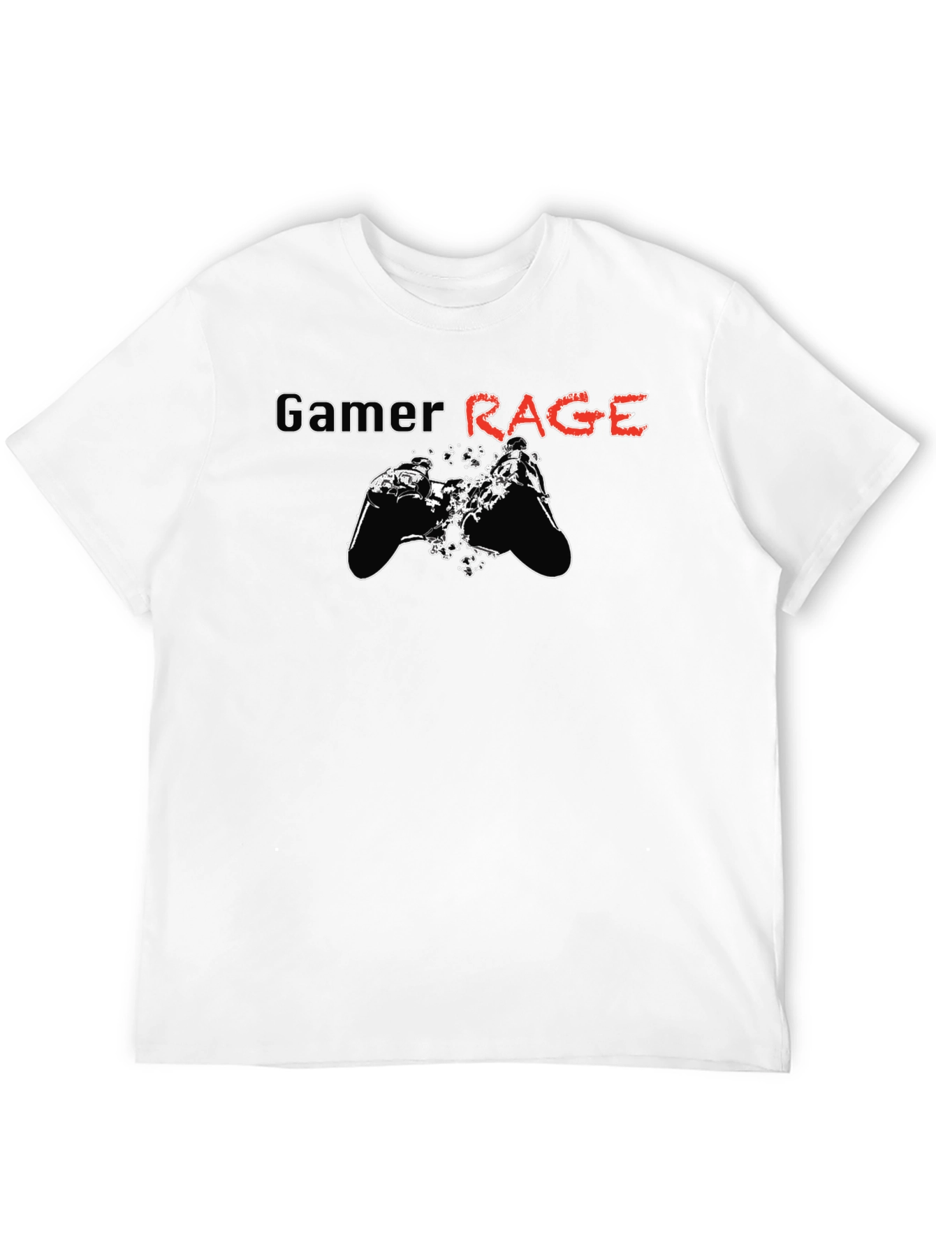 Gamer Rage Graphic Print Black T-Shirt